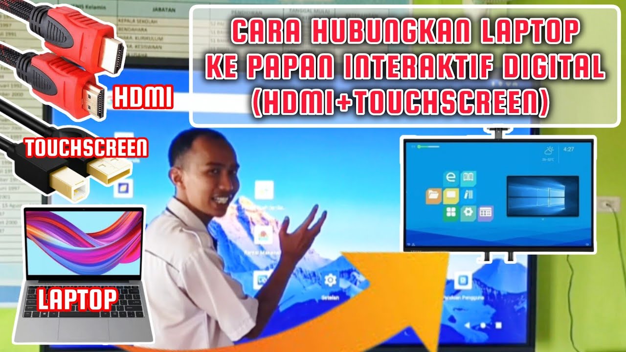 Cara Hubungkan Laptop Ke Papan Interaktif Digital-Interactive Flat Panel (IFP) (HDMI+Touchscreen) 