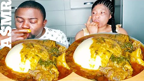 AFRICAN FOOD/ ASMR BANGA SOUP WITH FUFU/ FOOD MUKBANG #asmr #africanfood #mukbang #bangasoup #italy