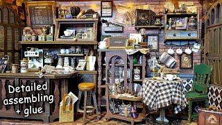 Diy Miniature Dollhouse Kit Vintage Coffee Shop - Box Opening And Very Detailed Assembling