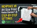 Richpeace V8: printing setting | Richpeac me a4 size ka print kaise nikale|freecad | Part 13
