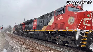 A Cold, Snowy Day Watching Trains In Dawson, PA! With A CN 100 Unit