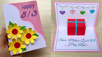 Cách làm thiệp 3D 8/3 tặng mẹ | làm thiệp chúc mừng quốc tế phụ nữ 8/3