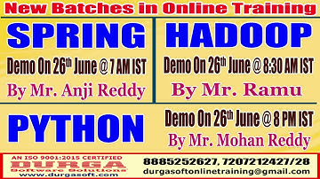 New Batches in Online Training @ DURGASOFT