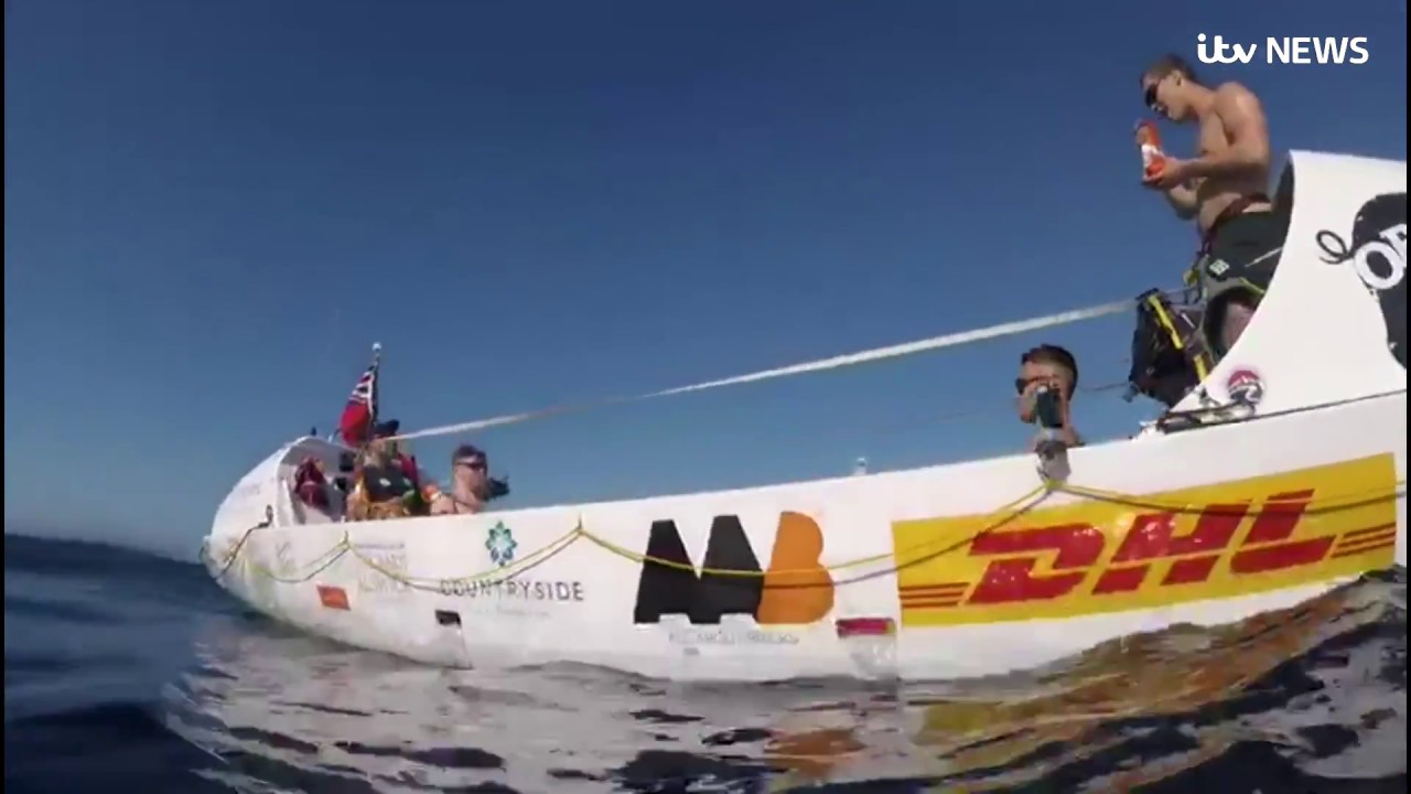 Pedal The Pond British team attempting to pedal boat across Atlantic on home straight ITV