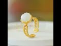 925 silver inlaid field jade lotus bud ring