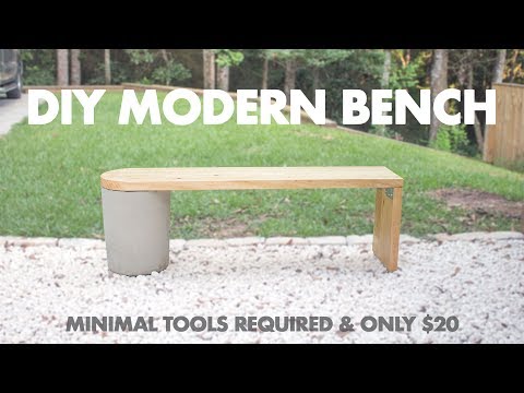 $20 DIY Modern Concrete And 2×12 Wood Bench- Very Easy To Make