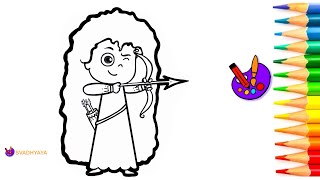How to Draw Disney Princess Merida from Brave step by step Cute