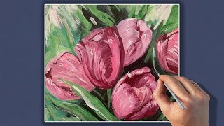 Тюльпаны легко и просто / Как нарисовать / Урок по рисованию акрилом