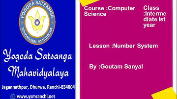 Lecture-06 | Class-11 | Number System-1 By Asst. Prof. Goutam Sanyal | YSM Ranchi