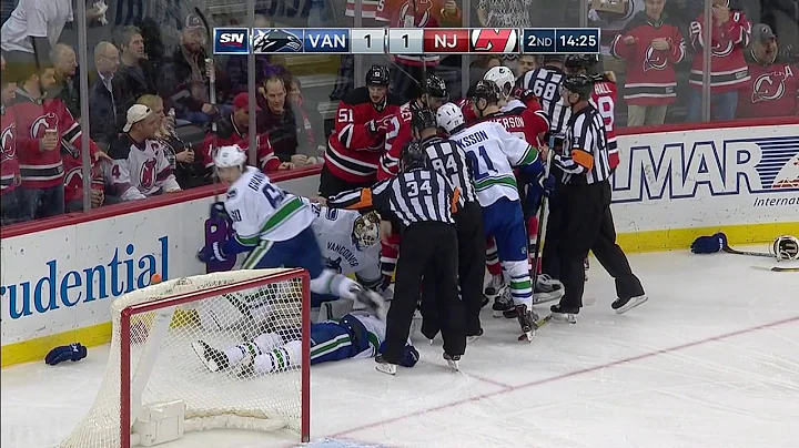 Larsen stretchered off, out cold after Hall hit