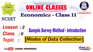 Types of Data Collection | Introduction to Sample Survey method    (Class 11) | Mrs. Swarnalatha