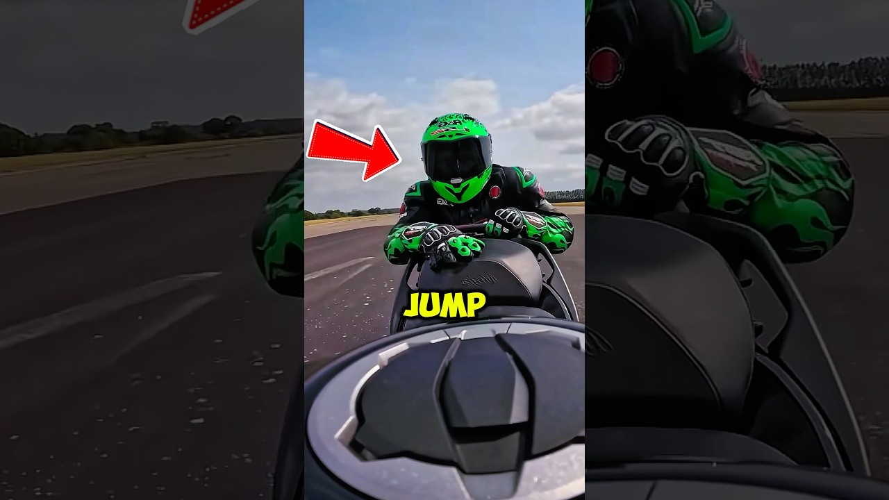 CRAZY Man Reaches 200mph Dragging Behind His Bike! 🏆👀 #worldrecord #f1 #motorbike #cars
