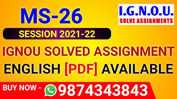 MS-26 Solved Assignment 2021-22 in English, MS 26 Solved Assignment 2022, MS-26 Assignment