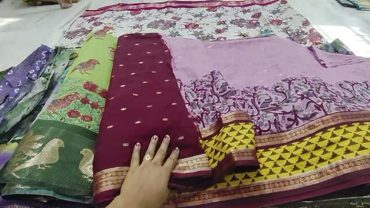 🌹💐ambika branded Mangalagiri 2 cut sarees all new designs🌹never miss it 👉7075460800