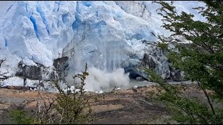 Perito Moreno Glacier Collapse / Calving Caught On Camera. El Calafate. Patagonia. Argentina.