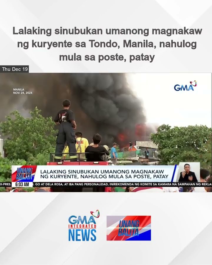 Lalaking sinubukan umanong magnakaw ng kuryente sa Tondo, Manila, nahulog mula... | Unang Balita