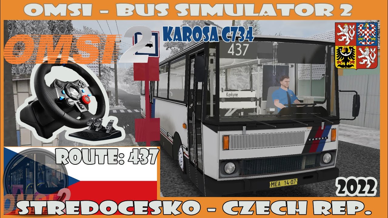 OMSI 2 (2022) - Středočesko V2.0: 437 - (Karosa C734) Logitech G29 (Czech Republic)