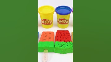 How To Make Rainbow PlayDoh Ice Cream Kinetic Sand and Cutting ASMR🌈 #8 #shorts #kineticsand #asmr