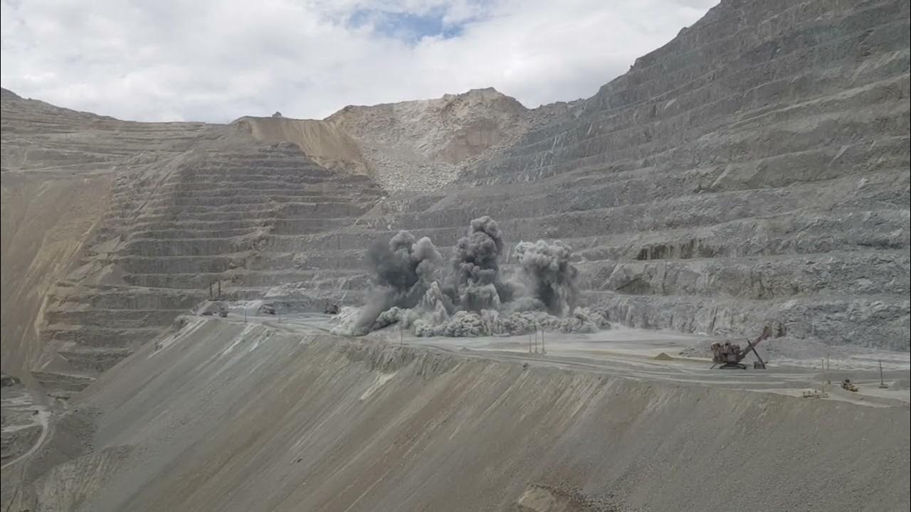Blasting production bench in Copper open pit mining YouTube