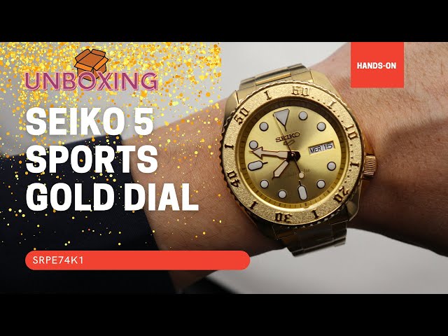 Unboxing Seiko 5 Sports All Gold SRPE74K1 - YouTube