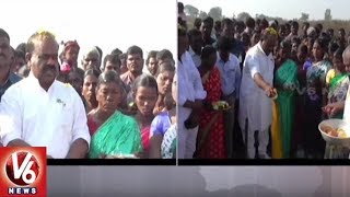 Speaker Madhusudhana Chary Lays Foundation Stone For 2Bhk Houses Bhupalapally V6 News