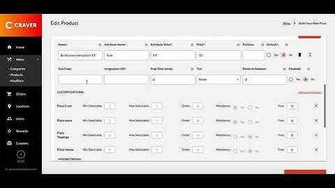 Admin Panel - Adding and removing customizations from products