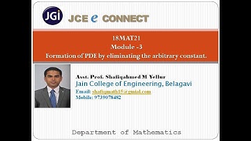 Module-3, L(2) Formation of PDE by eliminating the arbitrary constant, by Prof. Shafiqahmed