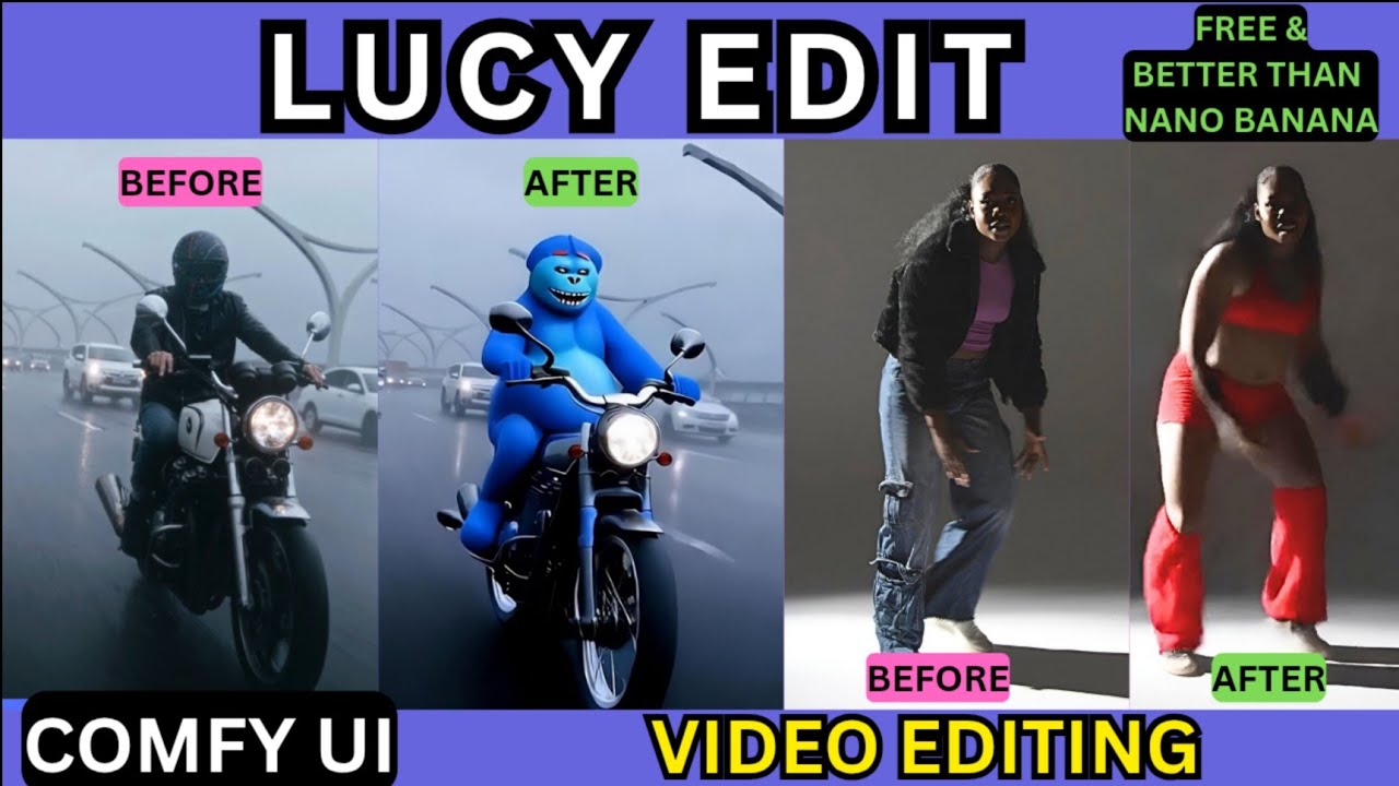 Lucy Edit в ComfyUI — бесплатный видеоредактор, конкурент Nano Banana