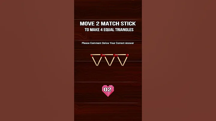 #logic #game move 2 #match #stick to make 4 equal triangles #shorts