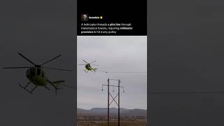 Helicopter threading power lines mid air 🚁