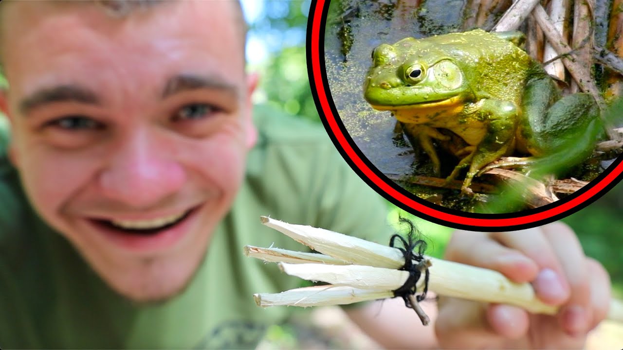 I Hunted BULLFROGS with Homemade Spear! 