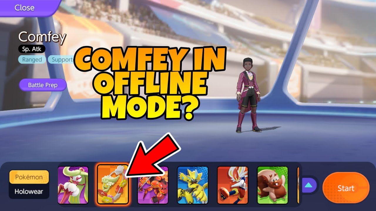 Comfey and dragapult available in offline mode? Pokemon Unite weird
