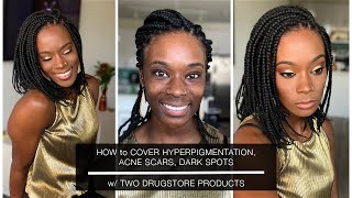 How to Cover Hyperpigmentation, AcneScars, DarkSpots w. 2 DRUGSTORE PRODUCTS |DrySkin|(Prod.byRicci)