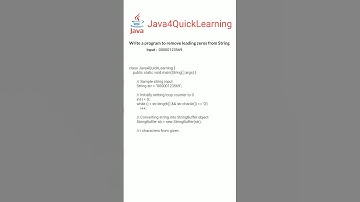 Program to remove leading zeros from String in java || Placement Series || #Java4QuickLearning