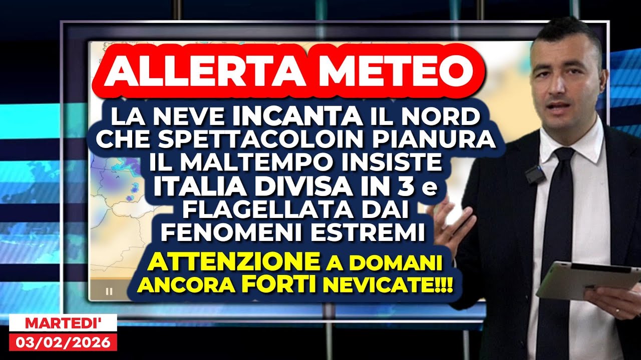 ALLERTA METEO, la NEVE incanta il Nord e il Ciclone si intensifica: domani nevicate in tutt'Italia!