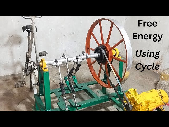 How to Make Flywheel Free Energy Generator with Spring Machine Complete Process Using Cycle class=
