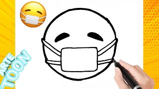 Como dibujar al Emoji Mascarilla paso a paso