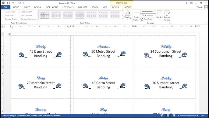 Belajar Microsoft Word 2013 Cara Membuat Label Undangan 103 Dengan Mail Merge Data Dari Ms Excel Youtube