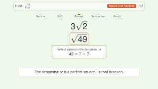 Simplify sqrt - Square Root of a Fraction Tiger Algebra Solver