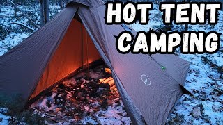 Campfire Ramen & Japanese Beer - Hot Tent Camping - Luxe Minipeak Tent & Pomoly Wood Burning Stove