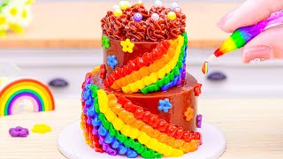 Beautiful Miniature Colorful Cake  Miniature Amazing Rainbow Buttercream Flower Cake | Lotus Cakes