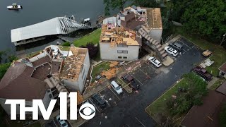 Drone footage shows tornado damage in Hot Springs