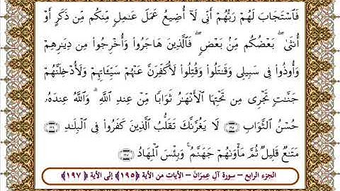 سورة آل عمران من الأية 195- 197بصوت الشيخ على جابر