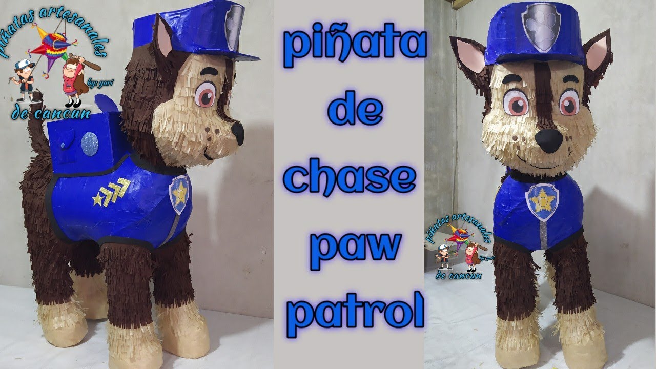 Piñatas Cecy - Piñata de figura CHASE de la patrulla canina. Echa con fomi  y papel grepe.