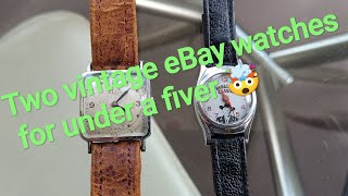 Two £5 vintage watches from eBay 1930s  Swiss Dila and 1950s Hopalong Cassidy watch