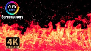 Red Flames Screensaver - Blazing - 4K - 10 Hours - Oled Safe - No Burn-In