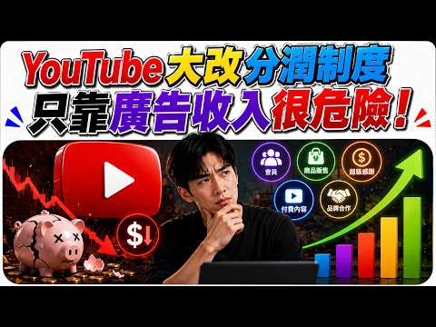 YouTube 2026 大改 YPP 分潤制度：創作者最危險的，會不會不是沒流量，而是『只靠廣告收入』？