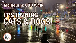Melbourne CBD Walk: It's Raining Hard at Night!☔🚶‍♀️【4k】 screenshot 3