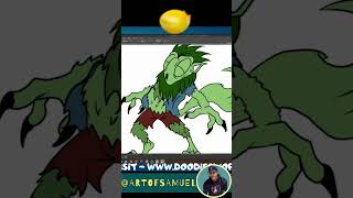 Let’s DRAW! An Alien at nIGht dressed as a WEREWOLF! Digital Art! 🧑🎨 #shorts