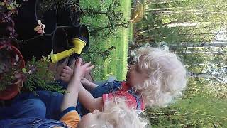 Twin toddlers giggles
